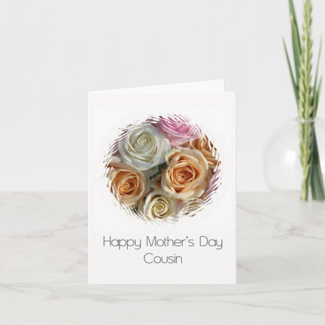 Cousin Happy Mother's Day rose card (Front)