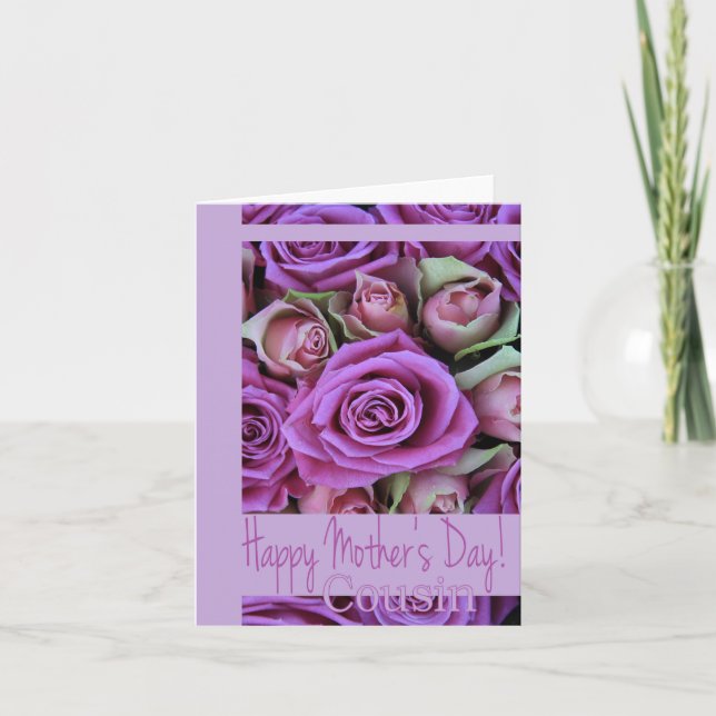 Cousin Happy Mother's Day rose card (Front)