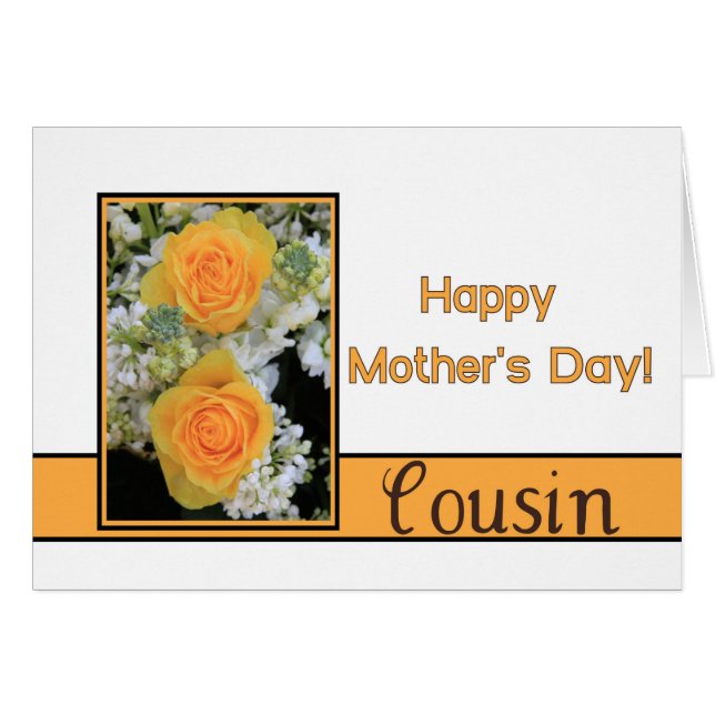 Cousin Happy Mother's Day rose card (Front Horizontal)