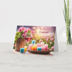 Cousin Happy Mothers Day with Pretty Candles Holiday Card