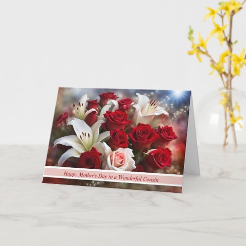 Cousin Happy Mothers Day with Pretty Flowers Card