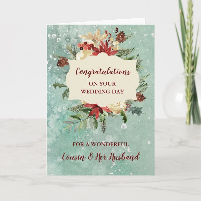 Cousin & Her Husband Wedding Day Congratulations Card (Front)