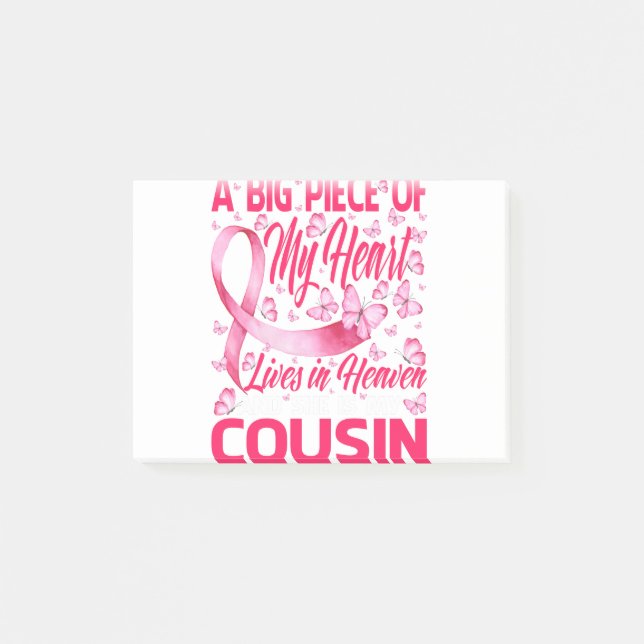 Cousin In Heaven Butterfly Awesome Breast Cancer Post-it Notes (Front)