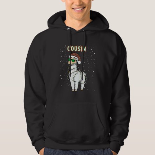Cousin Llama Lover Matching Christmas Llama Pajama Hoodie
