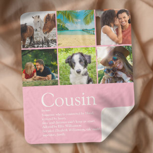 Cousin Modern Girly Pink Photo Collage Fun Sherpa Blanket