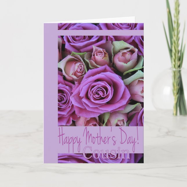 Cousin Mother's Day rose card (Front)