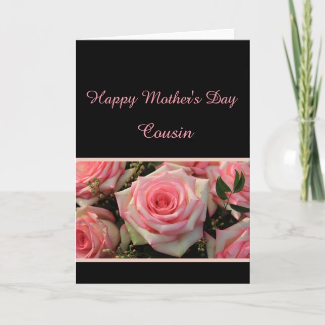 Cousin Mother's Day rose card (Front)