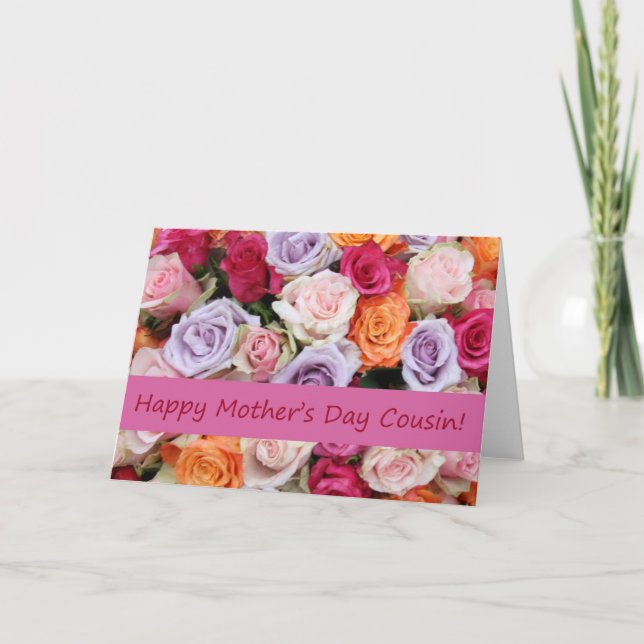 Cousin Mother's Day rose card (Front)