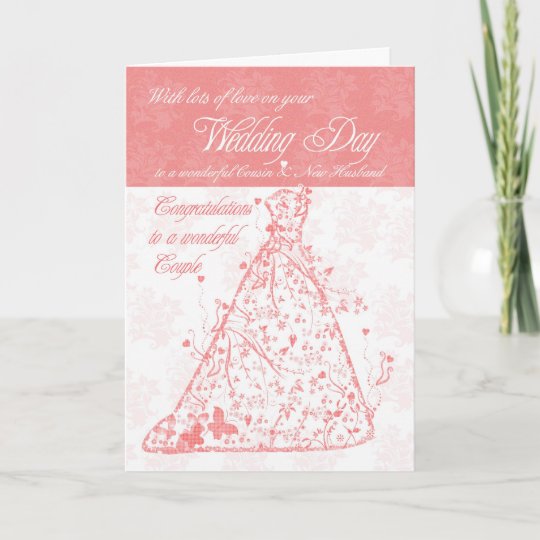  Cousin New Husband wedding day congratulations Card Zazzle.com