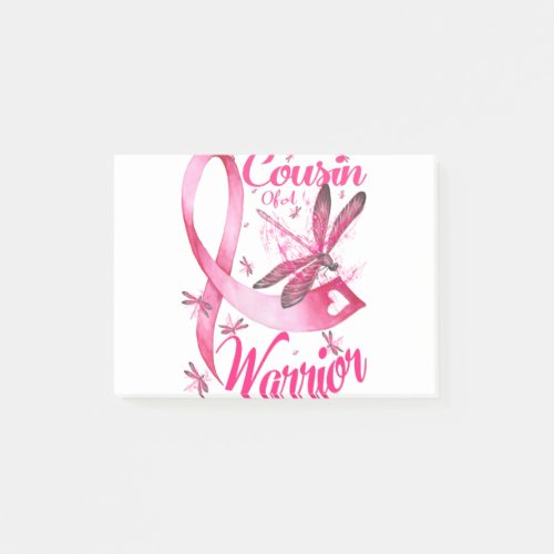 Cousin Of A Warrior Dragonfly Breast Cancer Post_it Notes