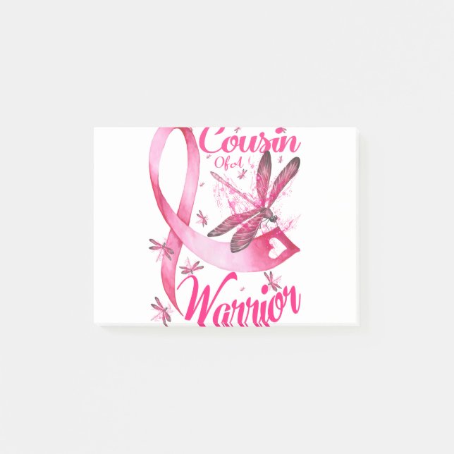 Cousin Of A Warrior Dragonfly Breast Cancer Post-it Notes (Front)