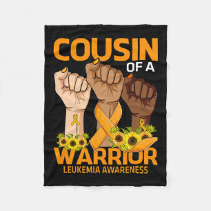 Cousin Of A Warrior Leukemia Awareness Sunflower Fleece Blanket
