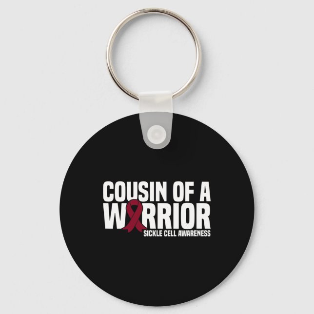 Cousin Of A Warrior Sickle Cell Awareness  Keychain (Front)
