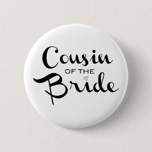 Cousin of Bride Black on White Button