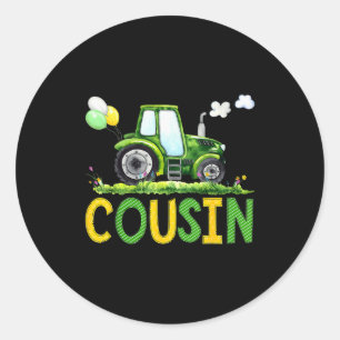 Cousin Of The Birthday Boy Tractor Farm Truck Matc Classic Round Sticker