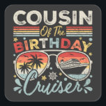 Cousin of the Birthday Cruiser Vacation Square Sticker<br><div class="desc">Cousin of the Birthday Cruiser Vacation Funny Crew Graphic design Gift Square Stickers Classic Collection.</div>