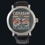 Cousin of the Birthday Cruiser Vacation Vintage Watch<br><div class="desc">Cousin of the Birthday Cruiser Vacation Funny Crew Graphic design Gift Men's Vintage Black Leather Strap Watch Classic Collection.</div>