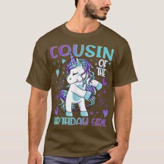 Cousin of the Birthday Girl Flossing Unicorn Cousi T-Shirt