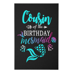 Cousin Of The Birthday Mermaid Faux Canvas Print