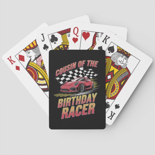 Cousin Of The Birthday Racer Racing Family Party  Poker Cards (Back)