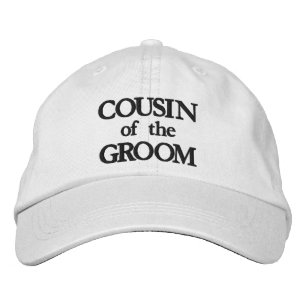 Cousin of the Groom black white elegant wedding Embroidered Baseball Cap