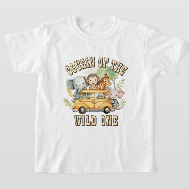 Cousin of the Wild One boys  safari animals  T-Shirt (Laydown)