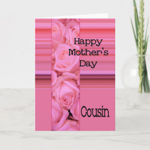 Cousin Pastel roses & stripes Mother's Day Card