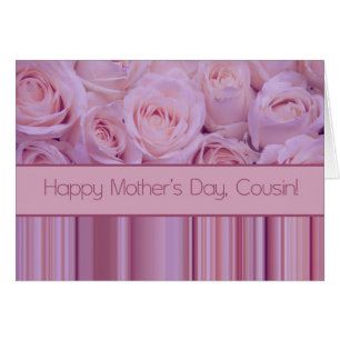 Cousin Pastel roses & stripes Mother's Day Cards