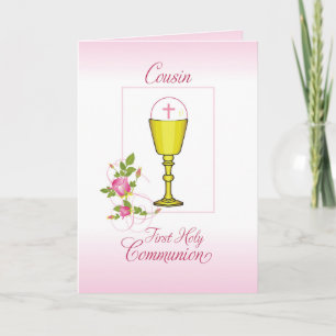 Cousin Pink First Holy Communion, Chalice, Host Card