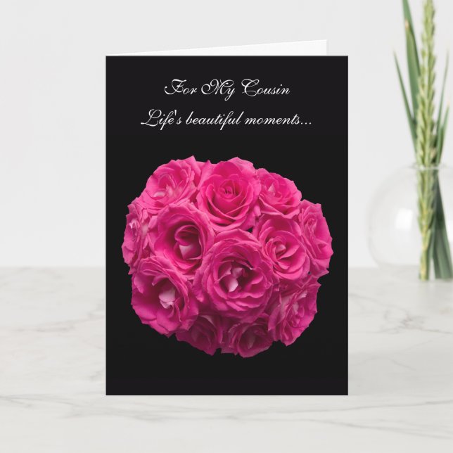 Cousin Pink Roses Bridesmaid Card (Front)