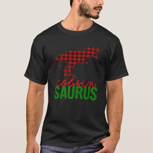 Cousin Plaid Dinosaur Christmas Matching Family Pa T_Shirt