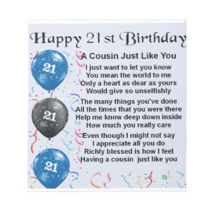 Cousin Poem 21st Birthday Notepad