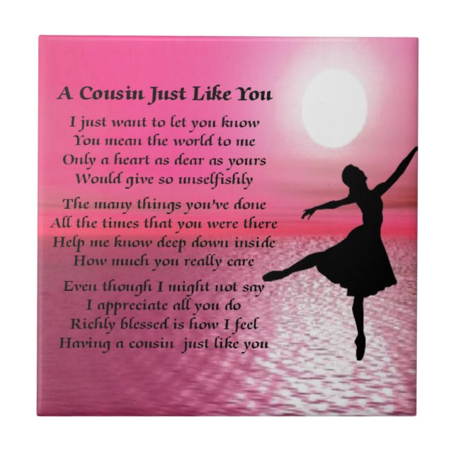 Cousin Poem - Ballerina Ceramic Tile (Front)