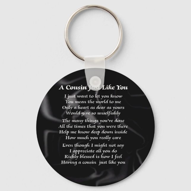 Cousin Poem - Black Silk Keychain (Front)