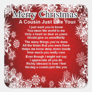 Cousin Poem - Christmas Design Square Sticker