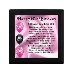 Cousin Poem - Pink- 60th Birthday Keepsake Box