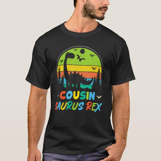 Cousin Saurus Rex Retro Dinosaur Kids  Family Vint T-Shirt (Front)