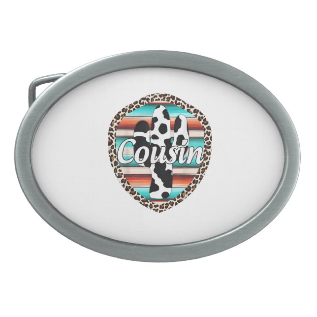 Cousin Serape Cactus Dessert Western Relashionship Belt Buckle (Front)