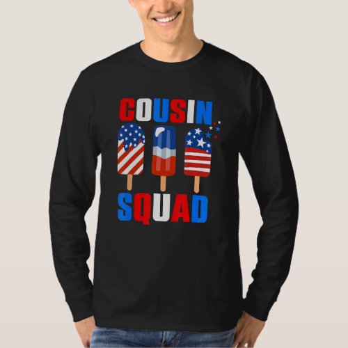 Cousin Squad 4th Of July  Us Flag Popsicle Patriot T_Shirt