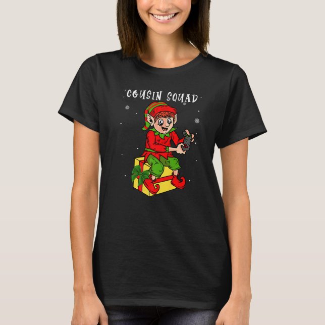 Cousin Squad Gamer Elf Pajamas Xmas Gaming Christm T-Shirt (Front)