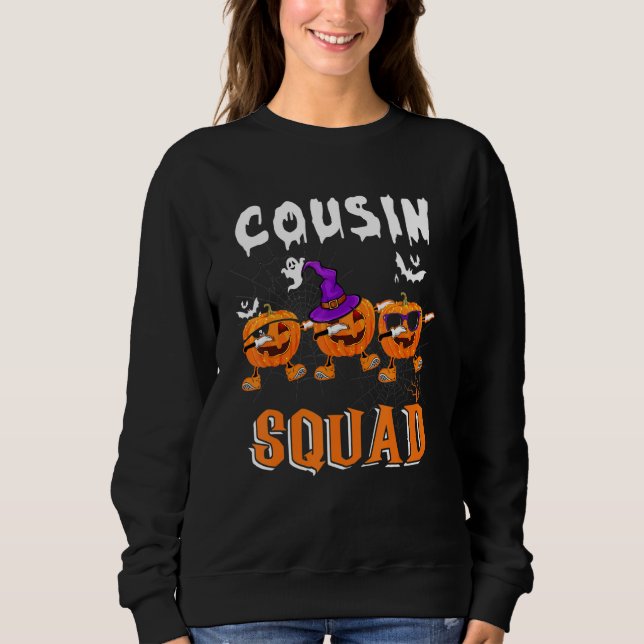 Cousin Squad Halloween Three Dabbing Scary Pumpkin Sweatshirt (Front)