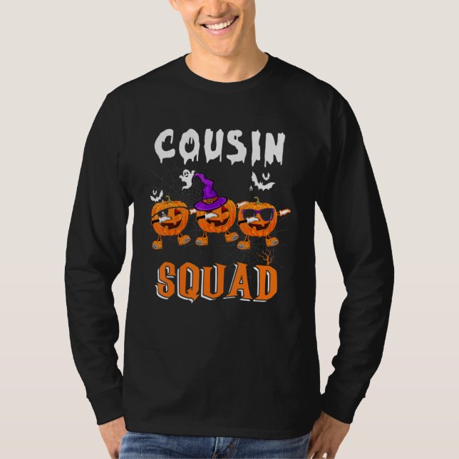 Cousin Squad Halloween Three Dabbing Scary Pumpkin T-Shirt (Front)