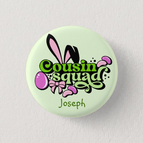 Cousin Squand Bunny Ears Easter Egg Button
