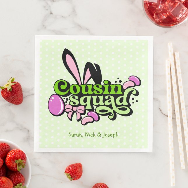 Cousin Squand Bunny Ears Easter Egg Paper Dinner Napkins (Insitu)