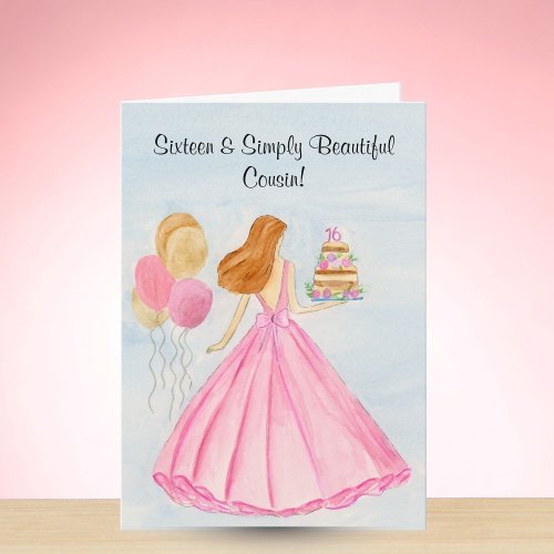 Cousin Sweet 16 Birthday Cake Elegant Girl 