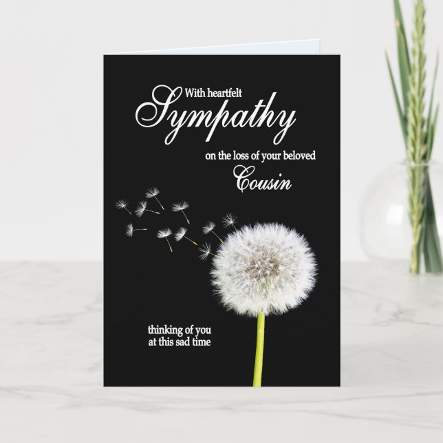 Cousin Sympathy Dandelion Clock  Card (Front)
