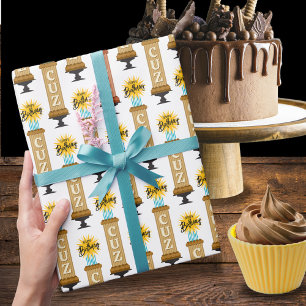 Cousin Tall Chocolate Birthday Cake Wrapping Paper
