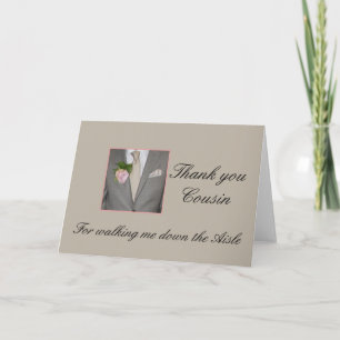 Cousin Thanks for Walking me down Aisle Letterpress Thank You Card