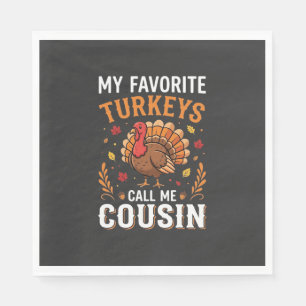 Cousin Thanksgiving Turkey Family Napkins