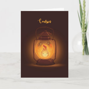Cousin Thinking of You at Camp with Kawaii Lantern Card
